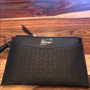 Guess Black Designer Wristlet Clutch Wallet Textured
